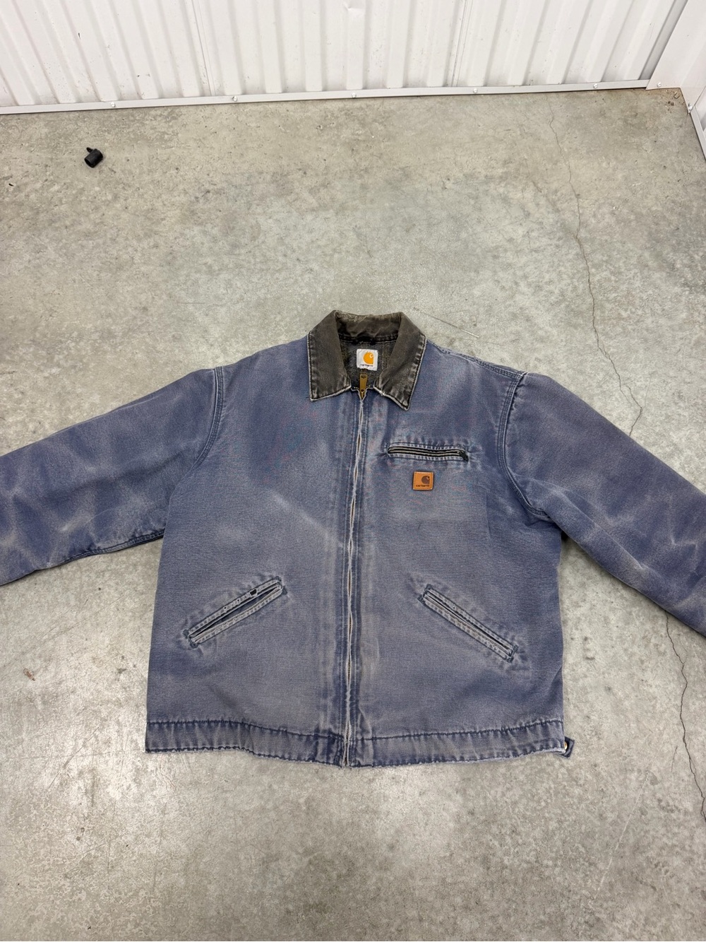 Carhartt Mens Blue Work Jacket with Corduroy Collar